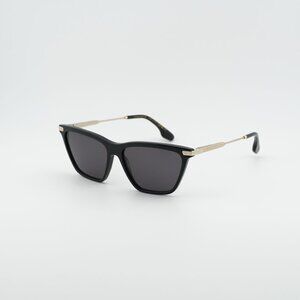 Victoria Beckham VB663S 001 Sunglasses Black/Gold Square Frame, Grey Lenses